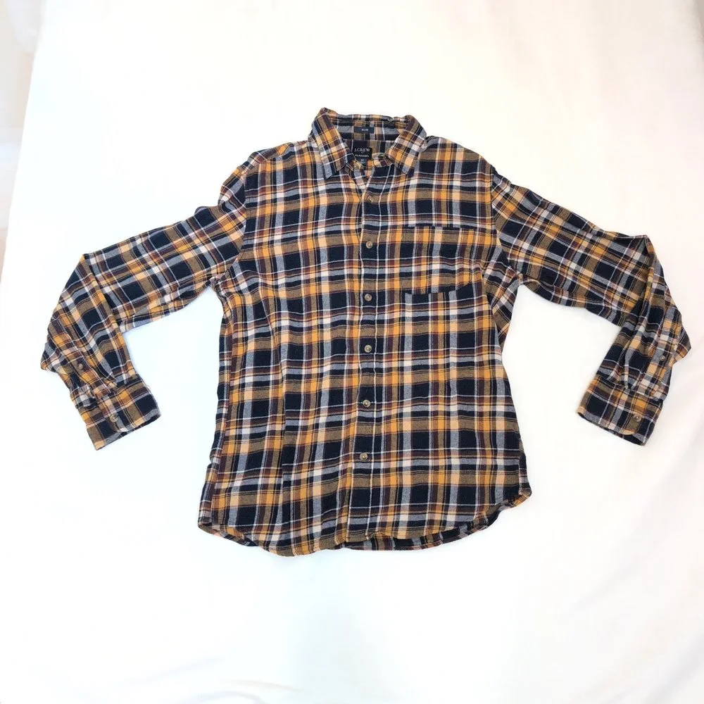 J.Crew Men's Blue‎ Plaid Button-Down Shirt - Size M